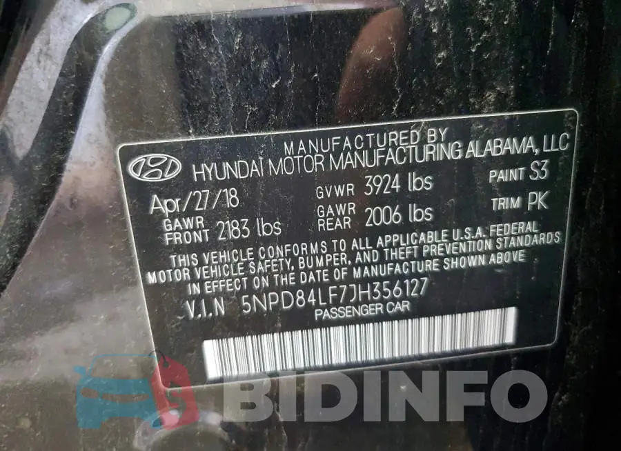 5NPD84LF7JH356127 Photo# 12