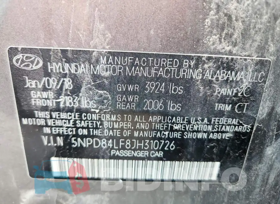 5NPD84LF8JH310726 Photo# 12