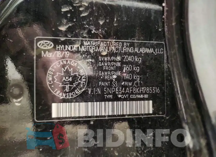 5NPE34AF8KH785316 Photo# 13