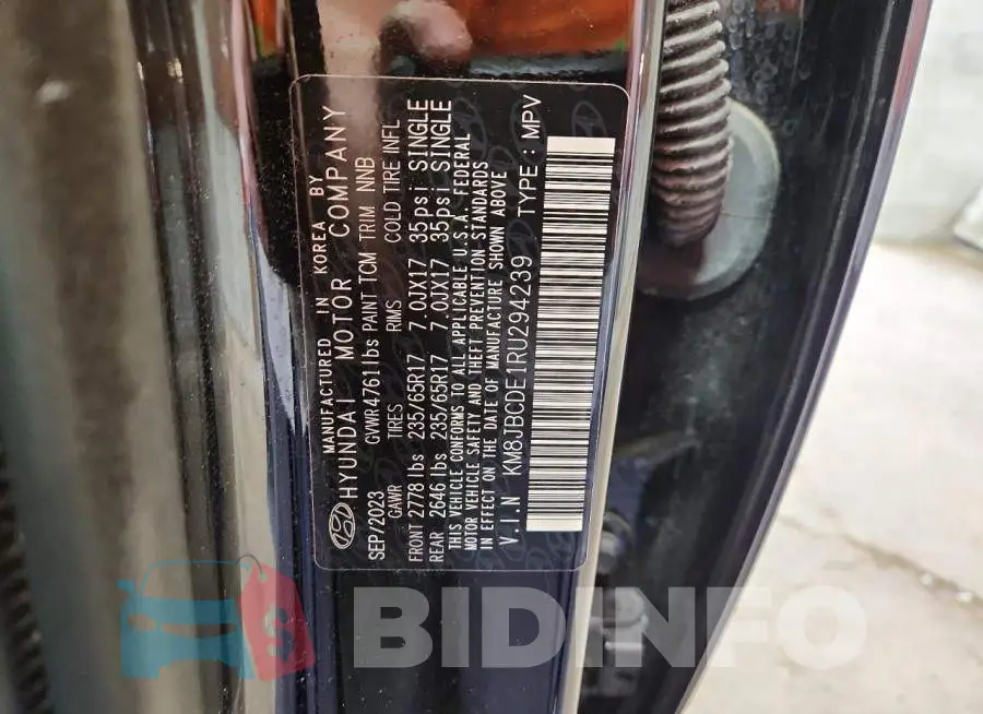 KM8JBCDE1RU294239 Photo# 13