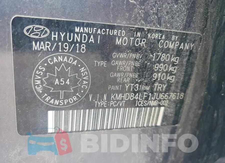 KMHD84LF1JU667618 Photo# 12