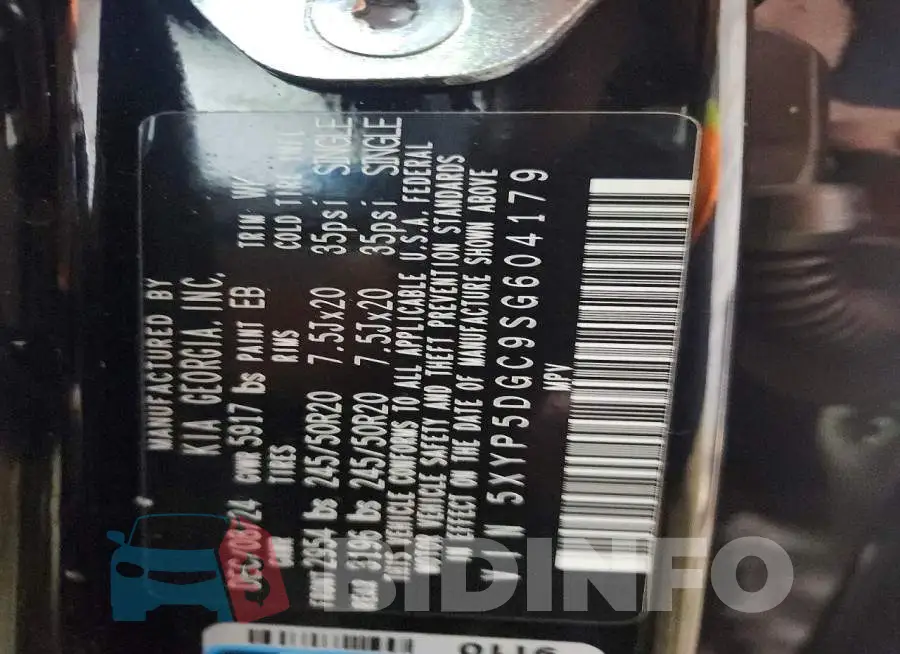 5XYP5DGC9SG604179 Photo# 13