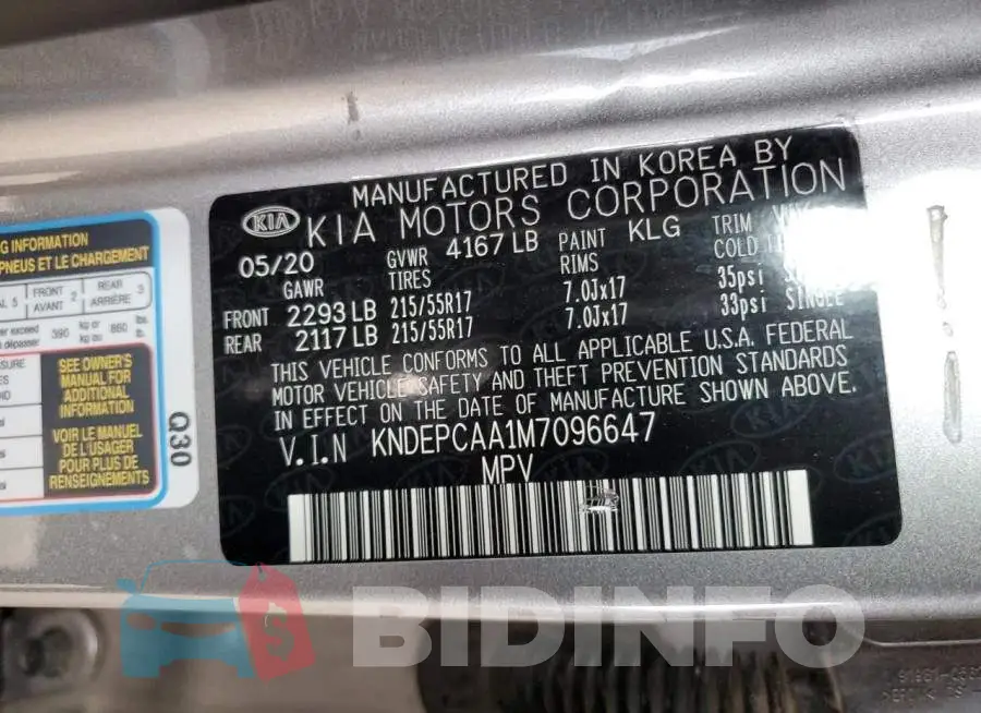 KNDEPCAA1M7096647 Photo# 12