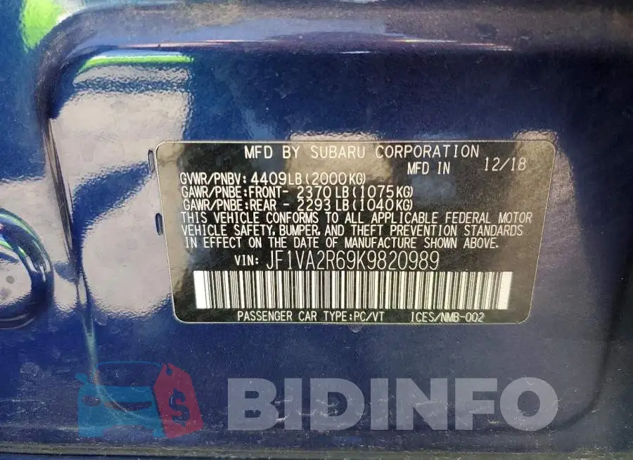 JF1VA2R69K9820989 Photo# 12