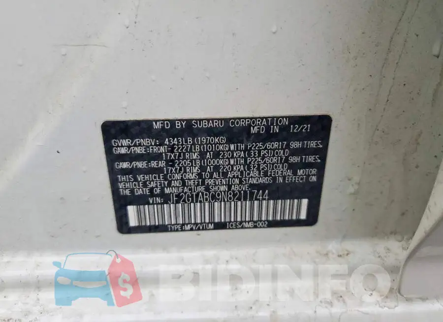 JF2GTABC9N8211744 Photo# 12