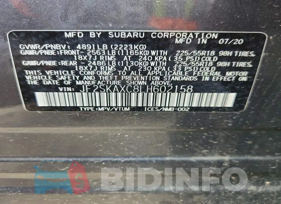 JF2SKAXC8LH602158 Photo# 13