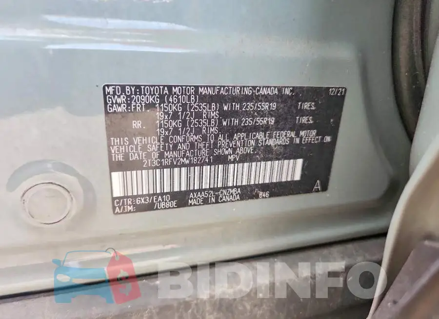 2T3C1RFV2MW182741 Photo# 12