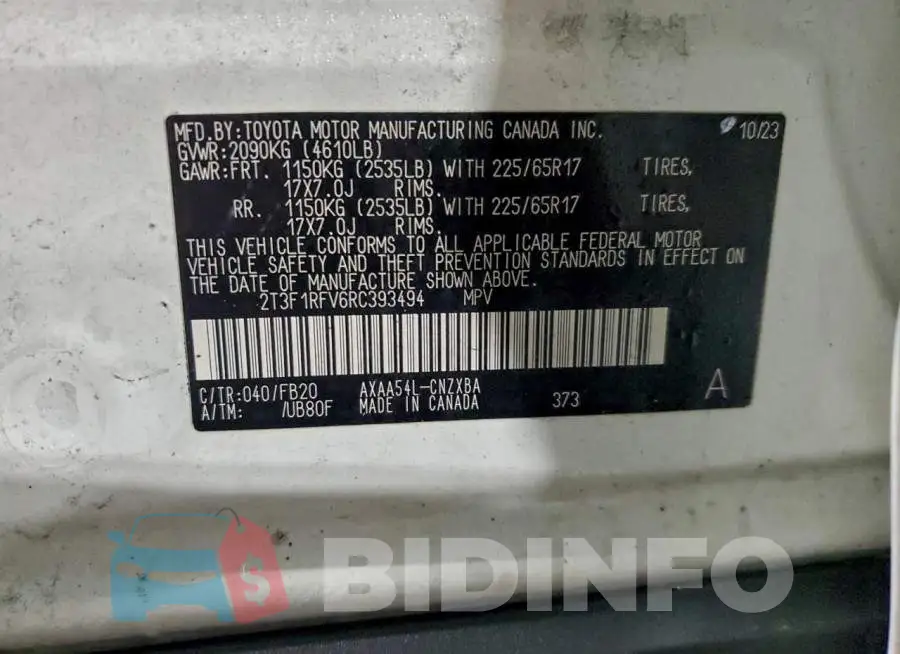 2T3F1RFV6RC393494 Photo# 13