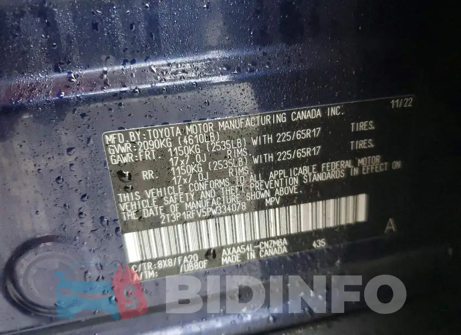2T3P1RFV5PW334078 Photo# 13