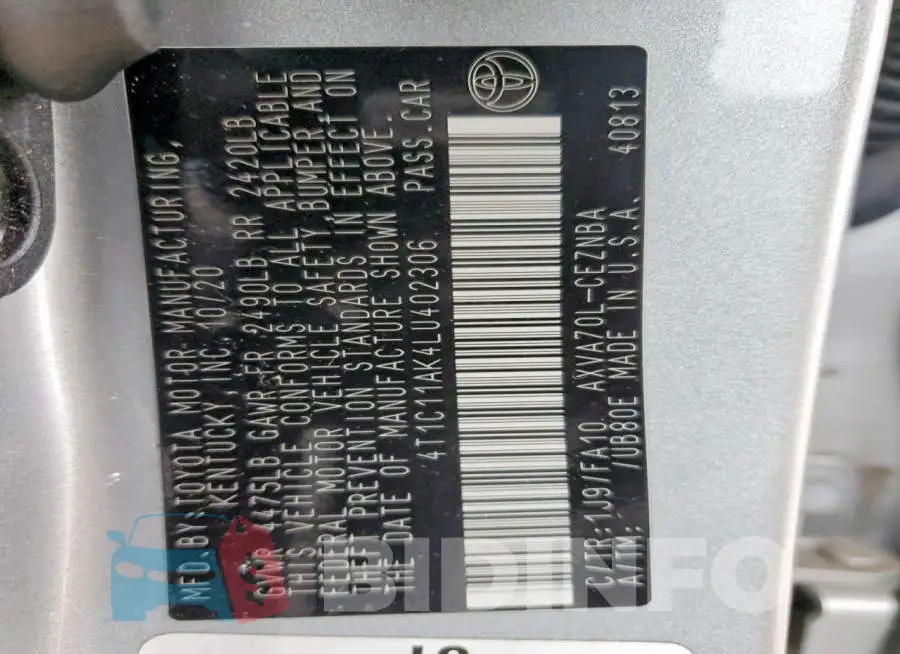 4T1C11AK4LU402306 Photo# 12