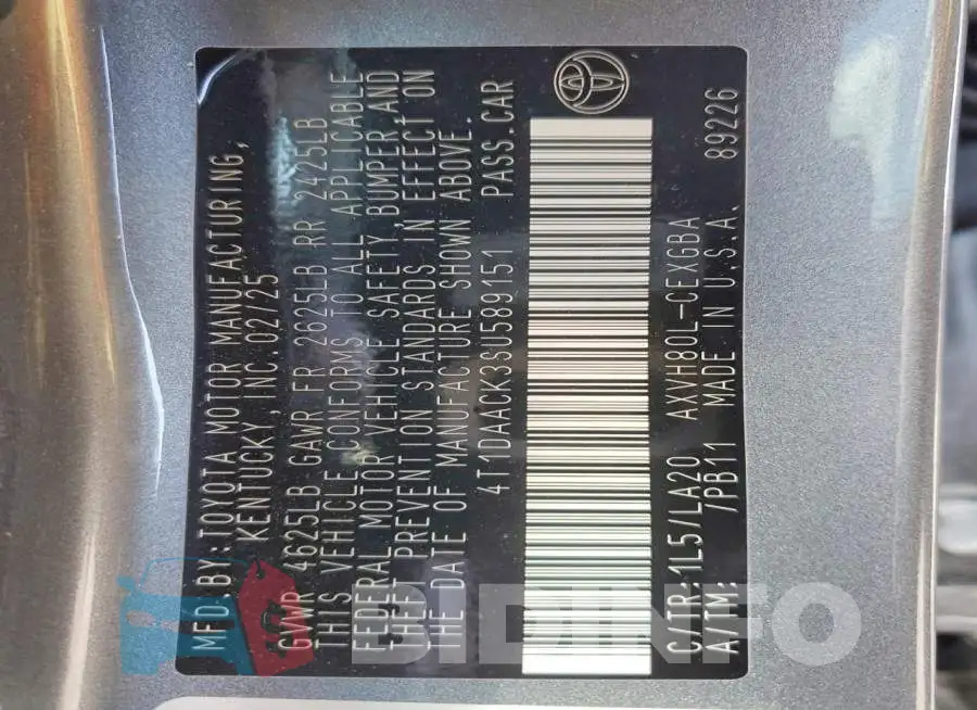 4T1DAACK3SU589151 Photo# 13
