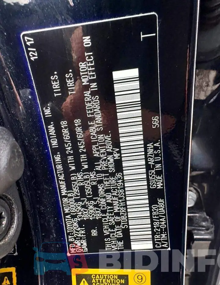 5TDBZRFH1JS819436 Photo# 11