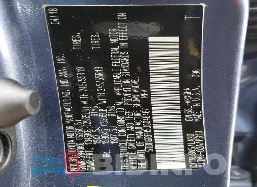 5TDDGRFH5JS046467 Photo# 13