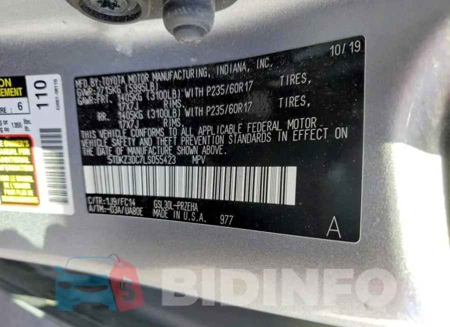 5TDKZ3DC7LS055423 Photo# 14
