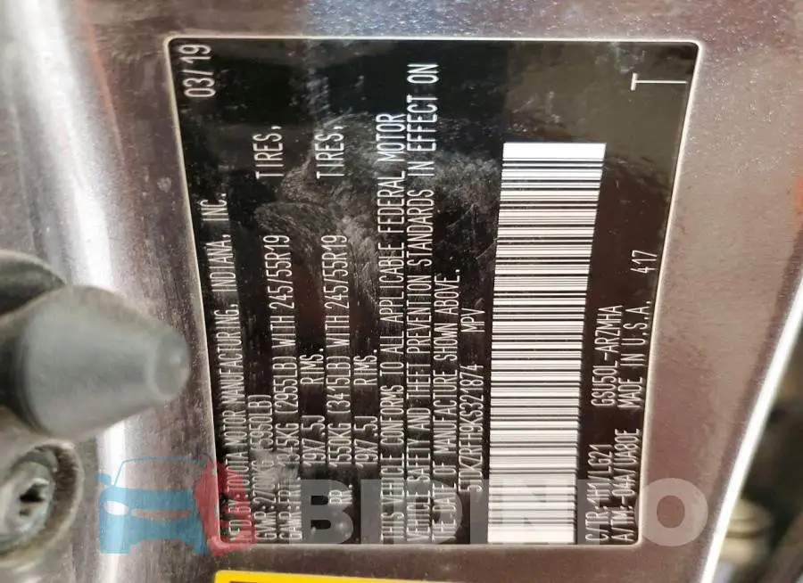 5TDKZRFH9KS321874 Photo# 14