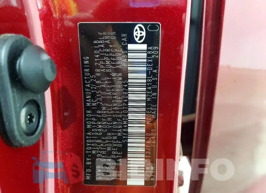 5YFB4MDE0TP408745 Photo# 13