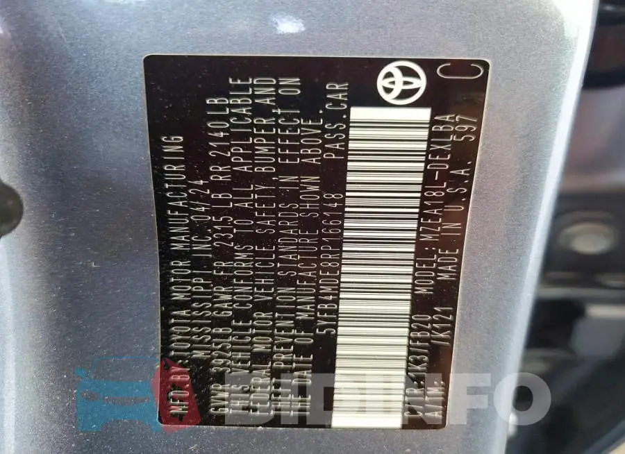 5YFB4MDE8RP166148 Photo# 12