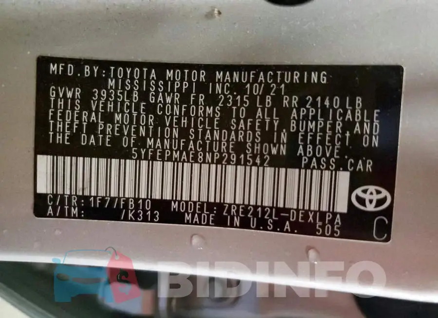 5YFEPMAE8NP291542 Photo# 12