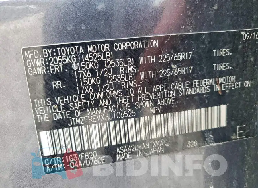 JTMZFREVXHJ106525 Photo# 13