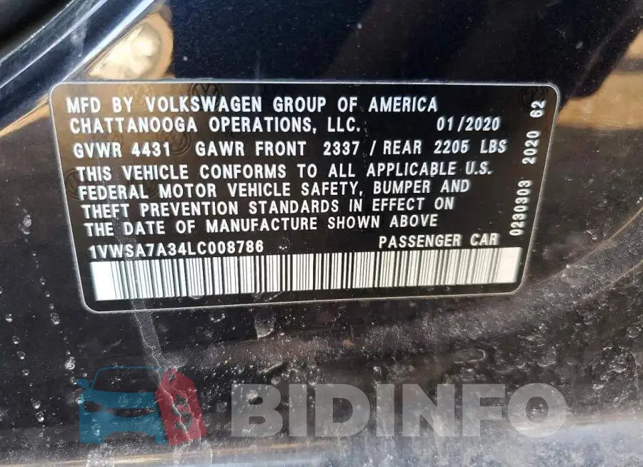 1VWSA7A34LC008786 Photo# 12