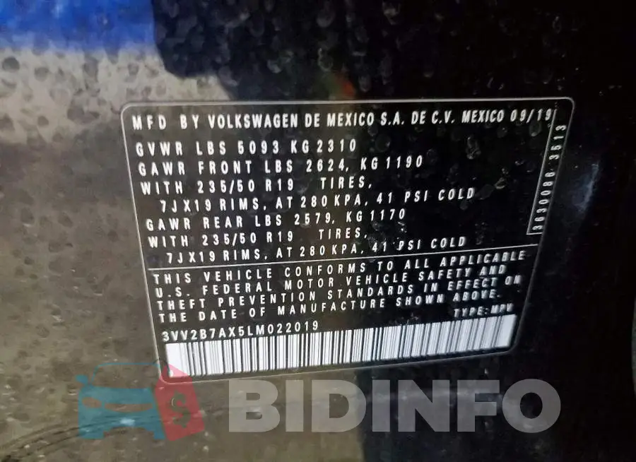 3VV2B7AX5LM022019 Photo# 13