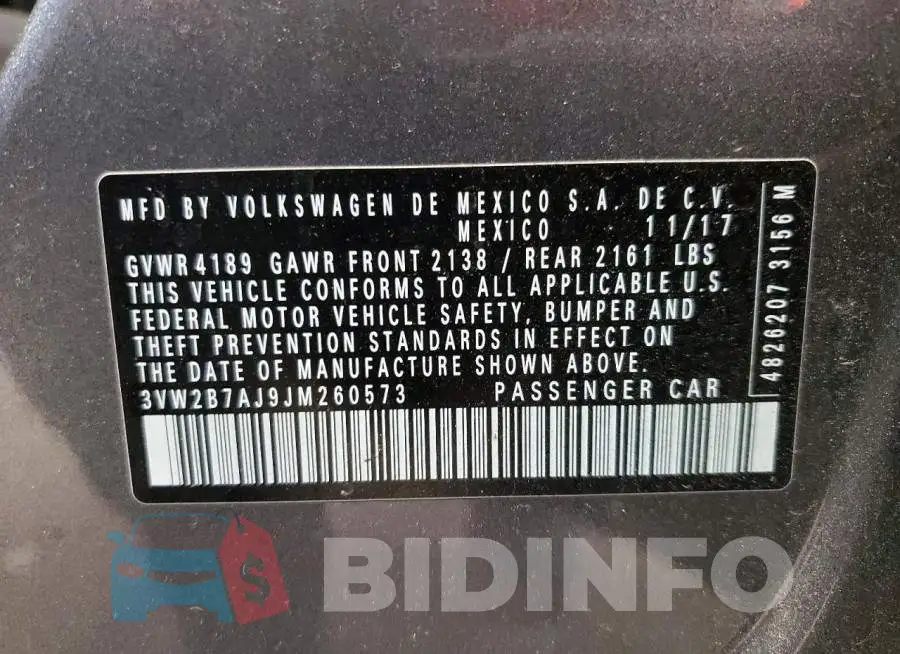 3VW2B7AJ9JM260573 Photo# 12