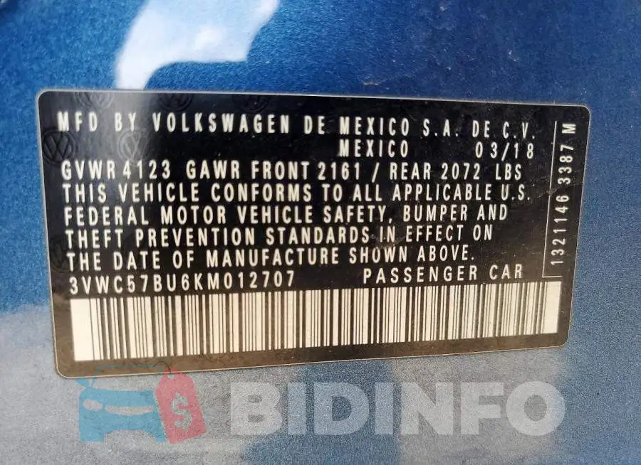 3VWC57BU6KM012707 Photo# 12