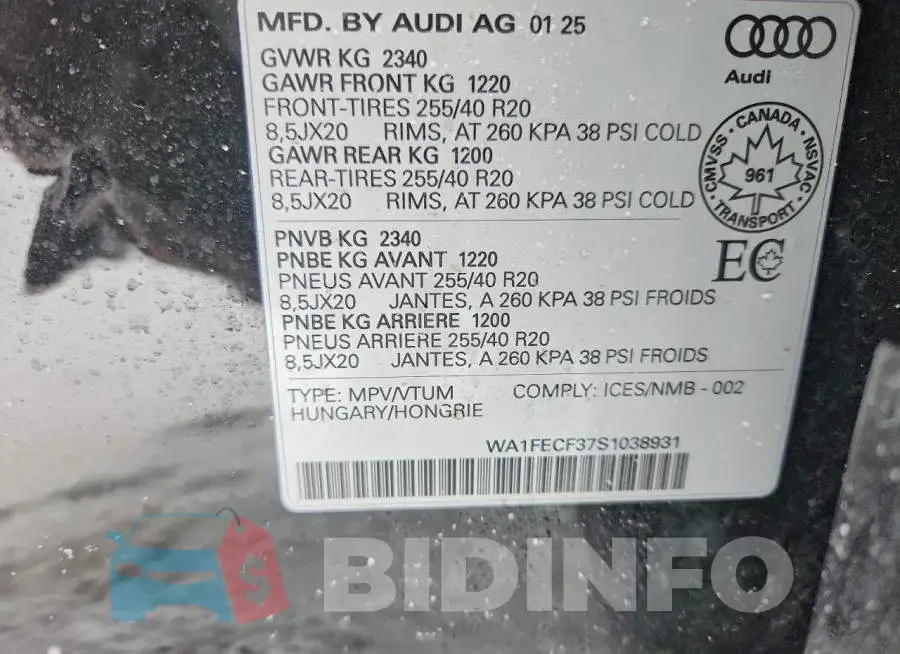 WA1FECF37S1038931 Photo# 12