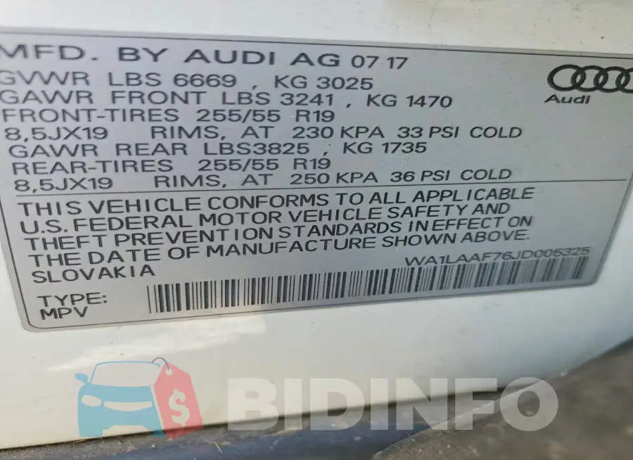 WA1LAAF76JD005325 Photo# 14