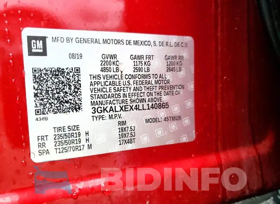 3GKALXEX4LL140865 Photo# 13