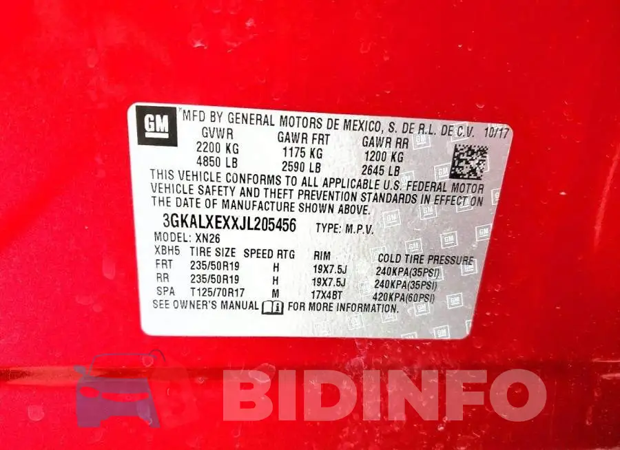 3GKALXEXXJL205456 Photo# 12
