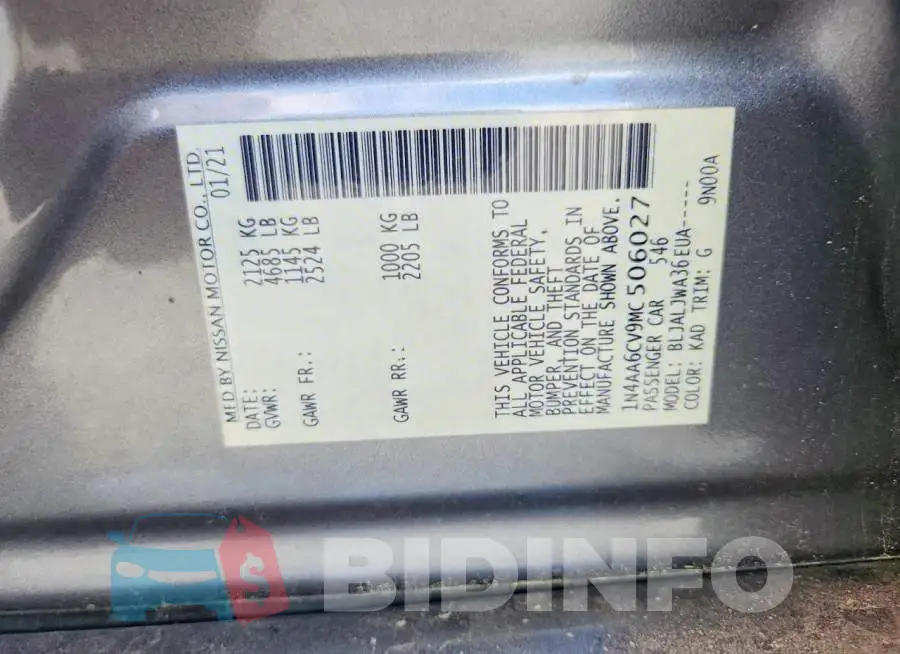 1N4AA6CV9MC506027 Photo# 12