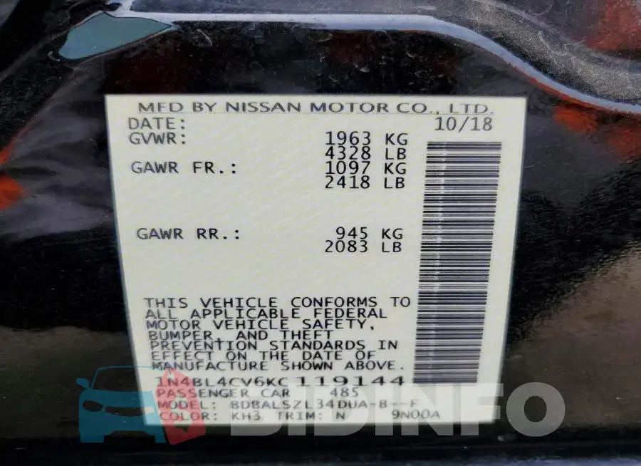 1N4BL4CV6KC119144 Photo# 12