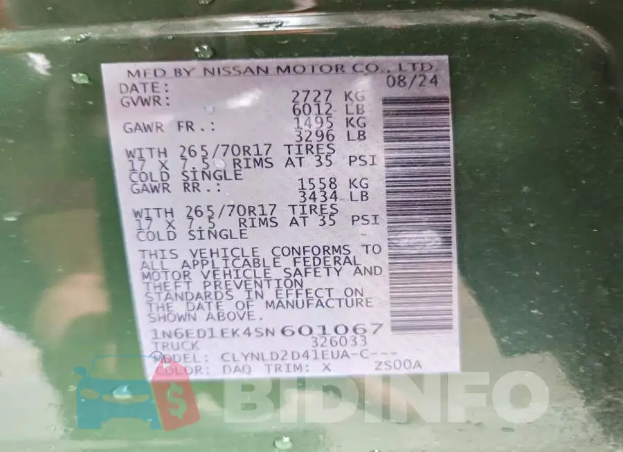 1N6ED1EK4SN601067 Photo# 12