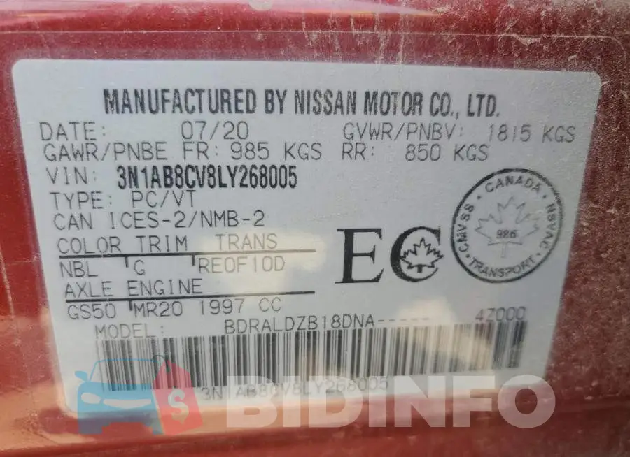 3N1AB8CV8LY268005 Photo# 12