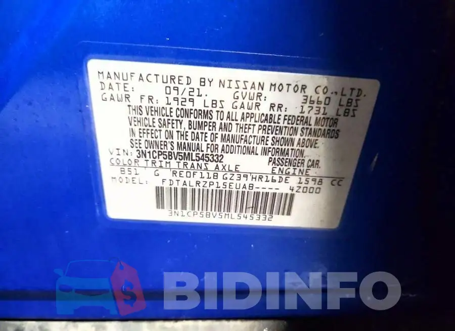 3N1CP5BV5ML545332 Photo# 14