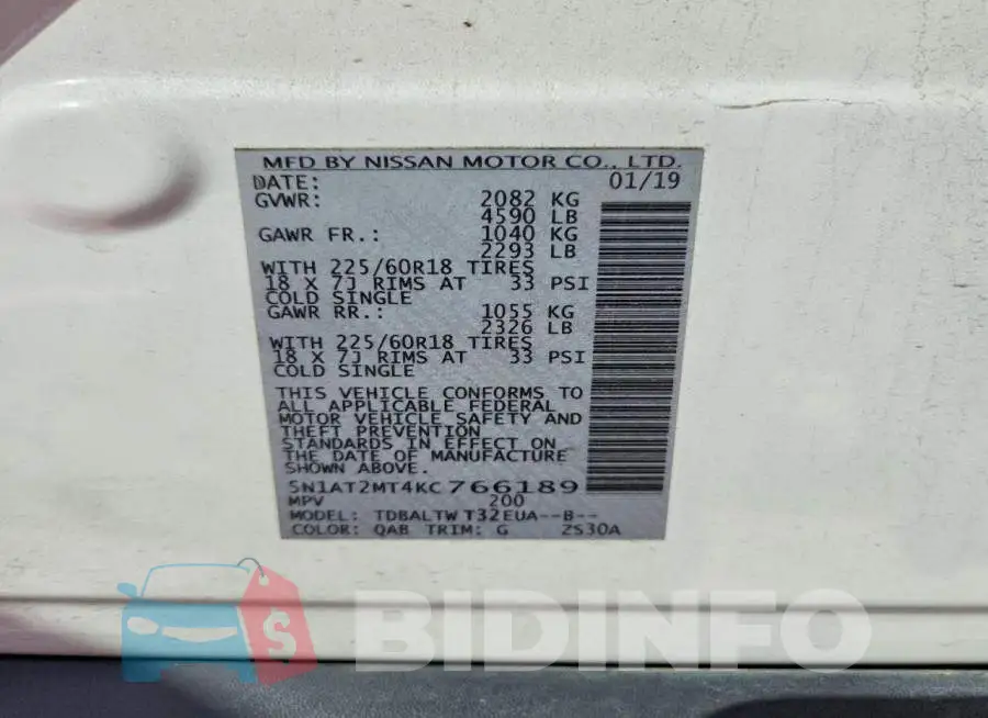 5N1AT2MT4KC766189 Photo# 14