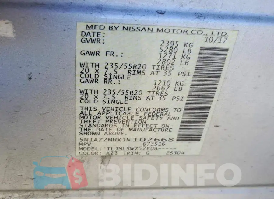 5N1AZ2MHXJN102668 Photo# 13