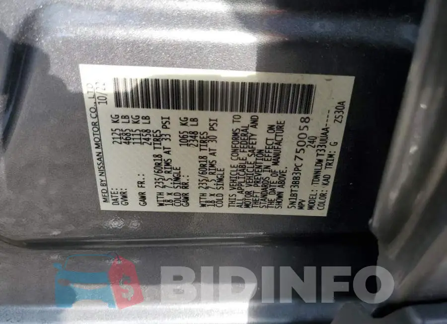 5N1BT3BB3PC750058 Photo# 14