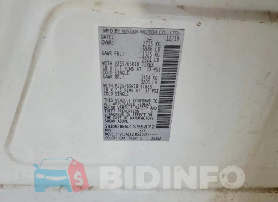 5N1DR2BN6LC596872 Photo# 12
