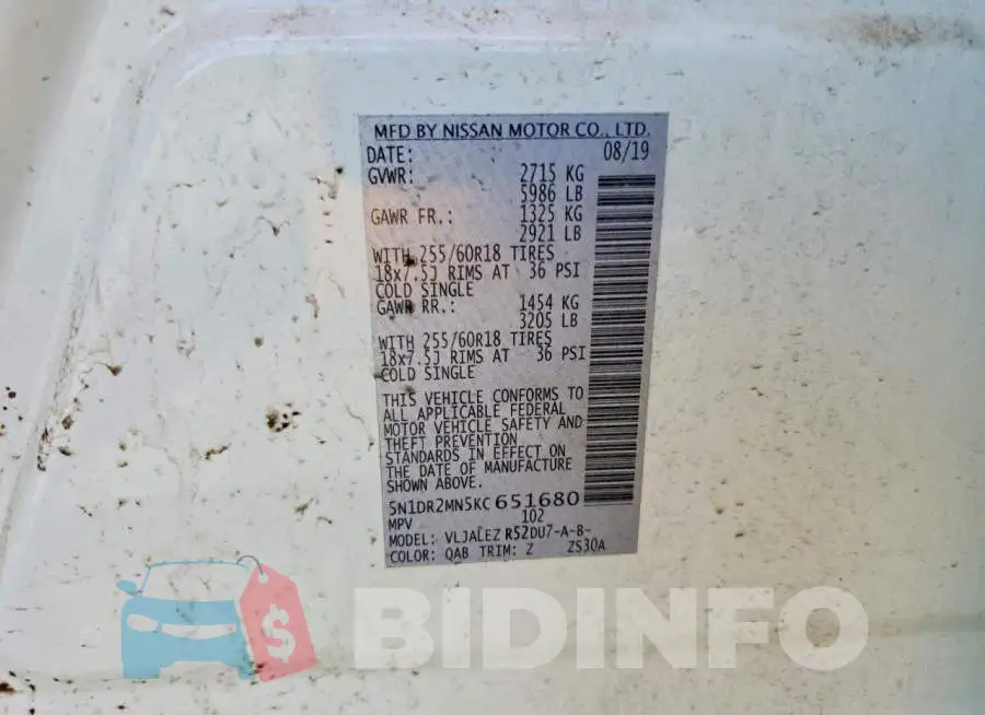 5N1DR2MN5KC651680 Photo# 13