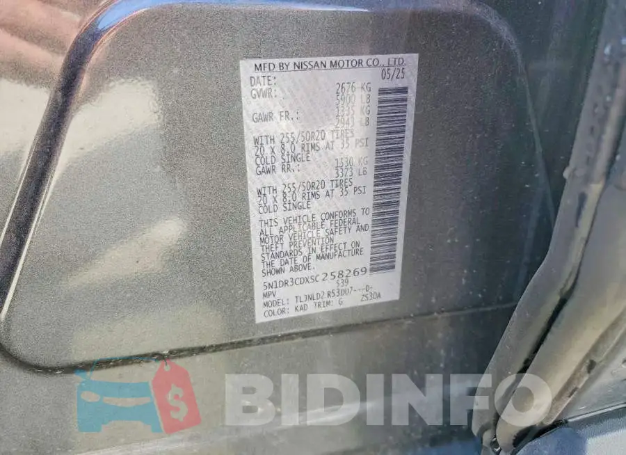 5N1DR3CDXSC258269 Photo# 14