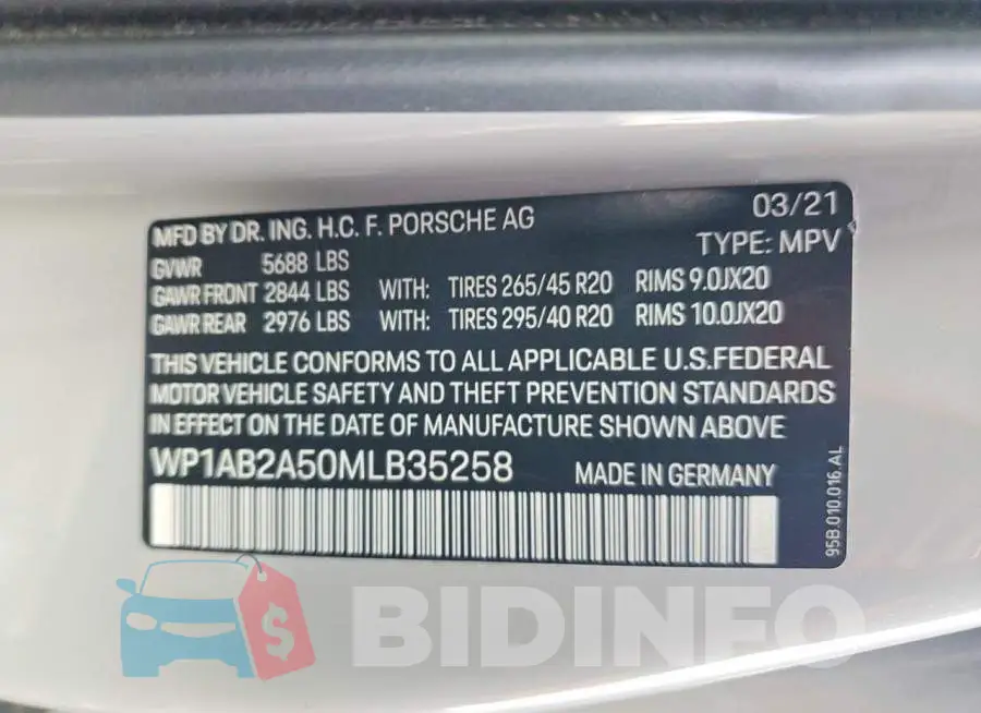 WP1AB2A50MLB35258 Photo# 13