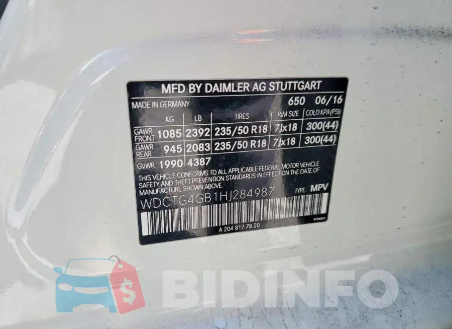 WDCTG4GB1HJ284987 Photo# 14