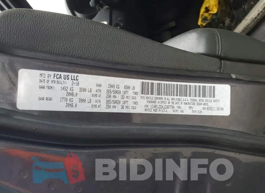1C4RDJDGXJC307734 Photo# 13