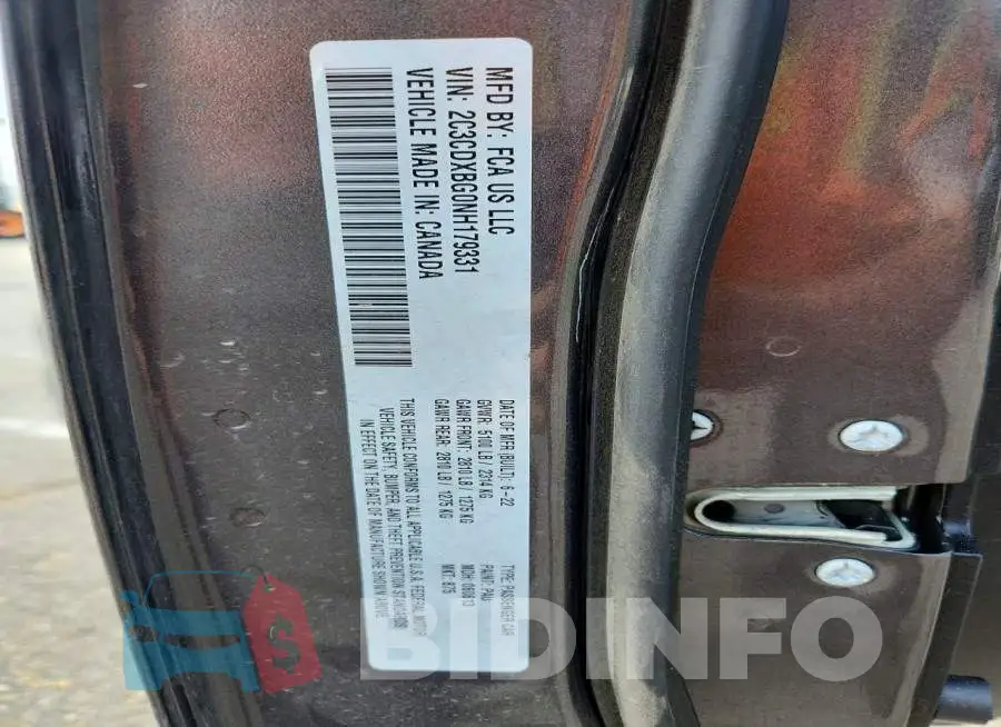 2C3CDXBG0NH179331 Photo# 12