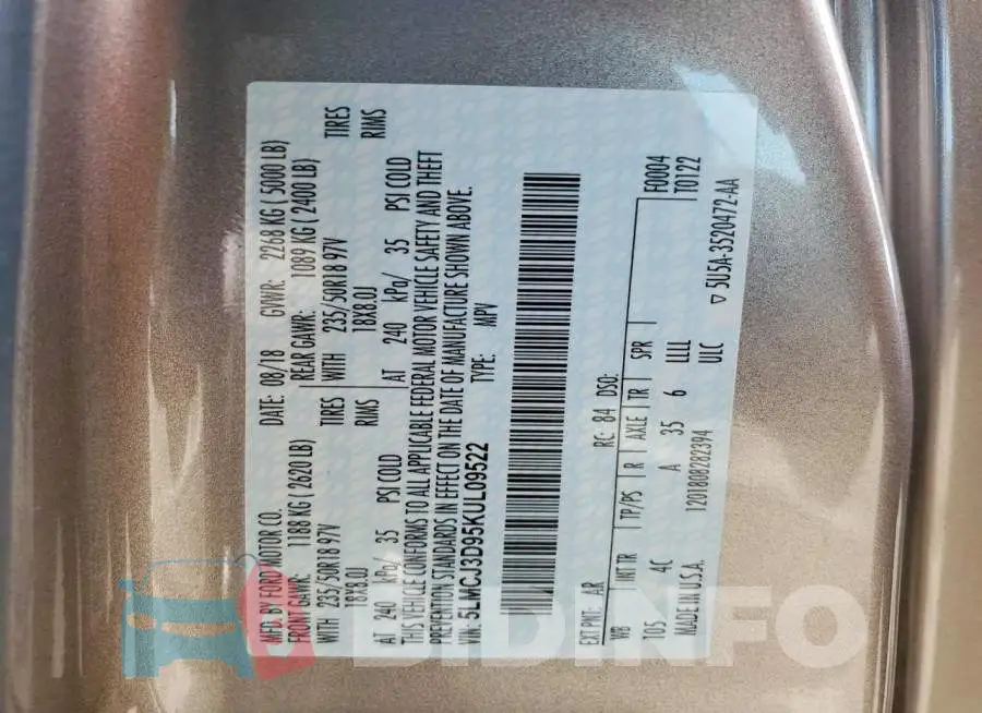 5LMCJ3D95KUL09522 Photo# 13