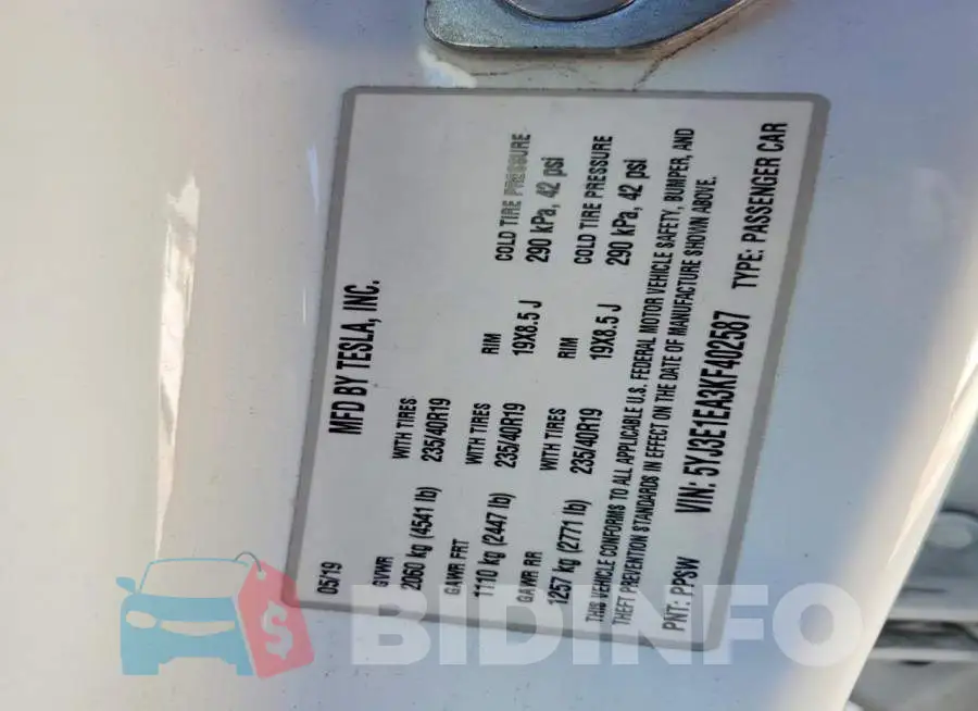 5YJ3E1EA3KF402587 Photo# 12