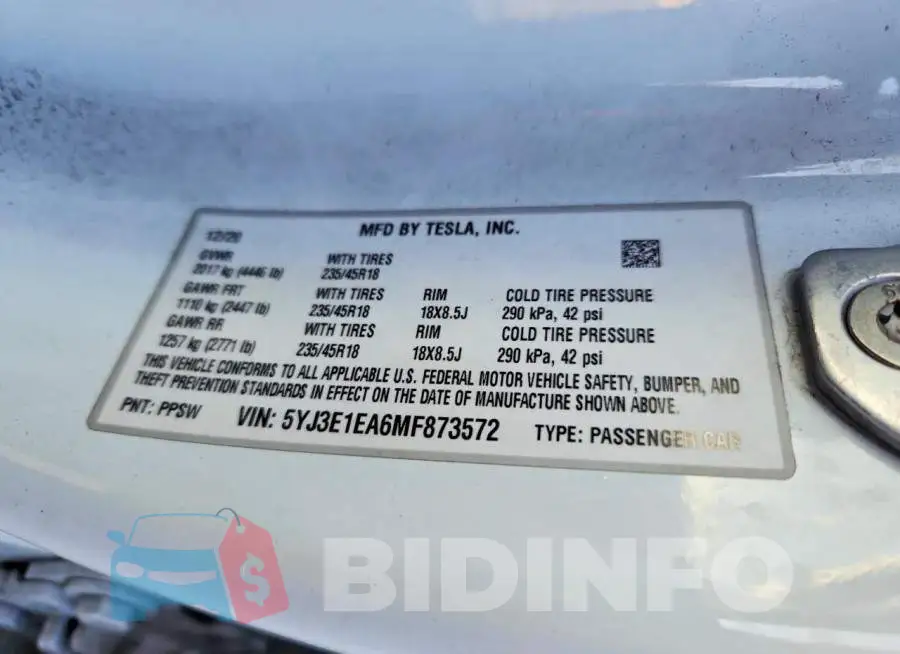 5YJ3E1EA6MF873572 Photo# 12