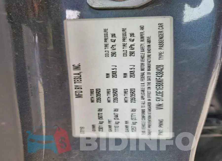 5YJ3E1EB8KF438428 Photo# 12